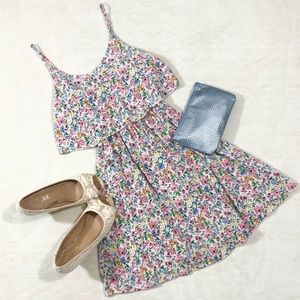 Divided White Floral Dress Peplum Top Size 2